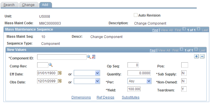 BOM Mass Maintenance Code - Add page