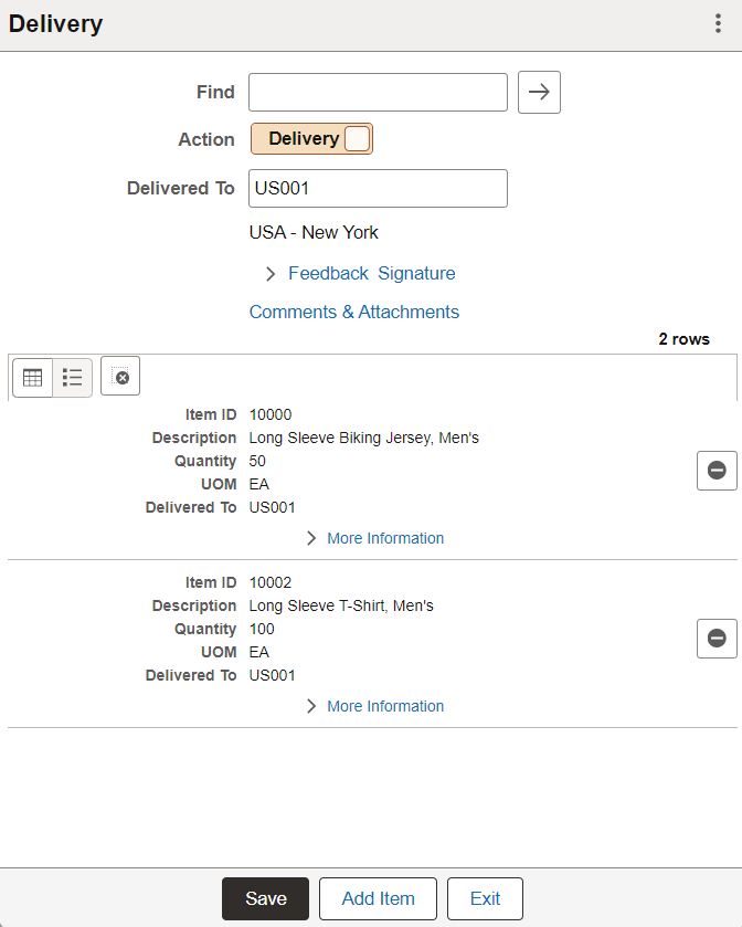 Fluid Perform Delivery List Mode