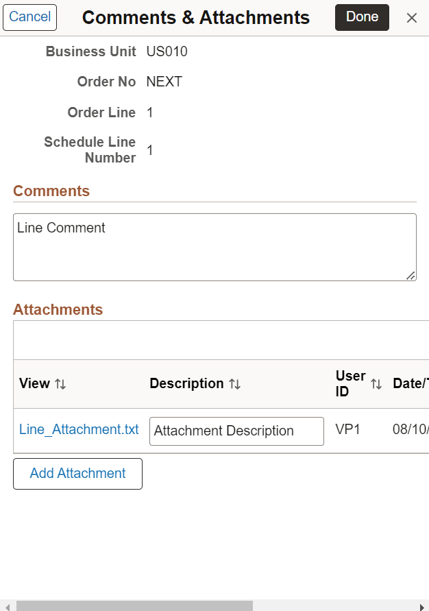 &Express Issue - Line Comments & Attachments Page