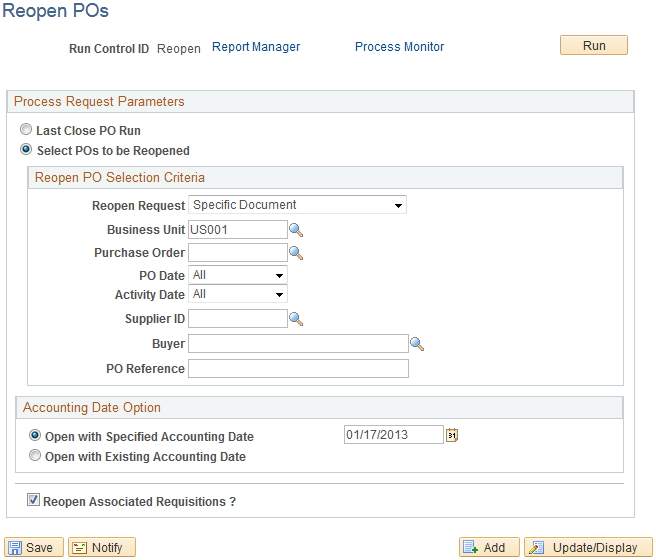 Reopen POs page