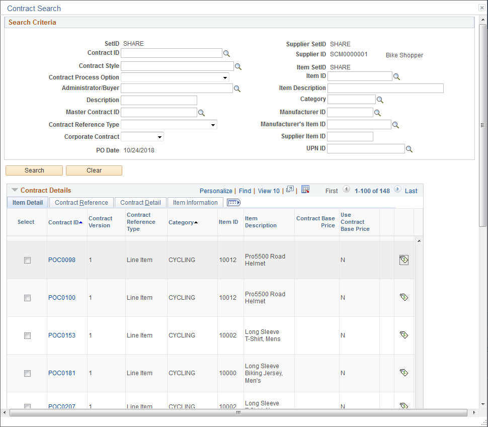 Contract Search Page