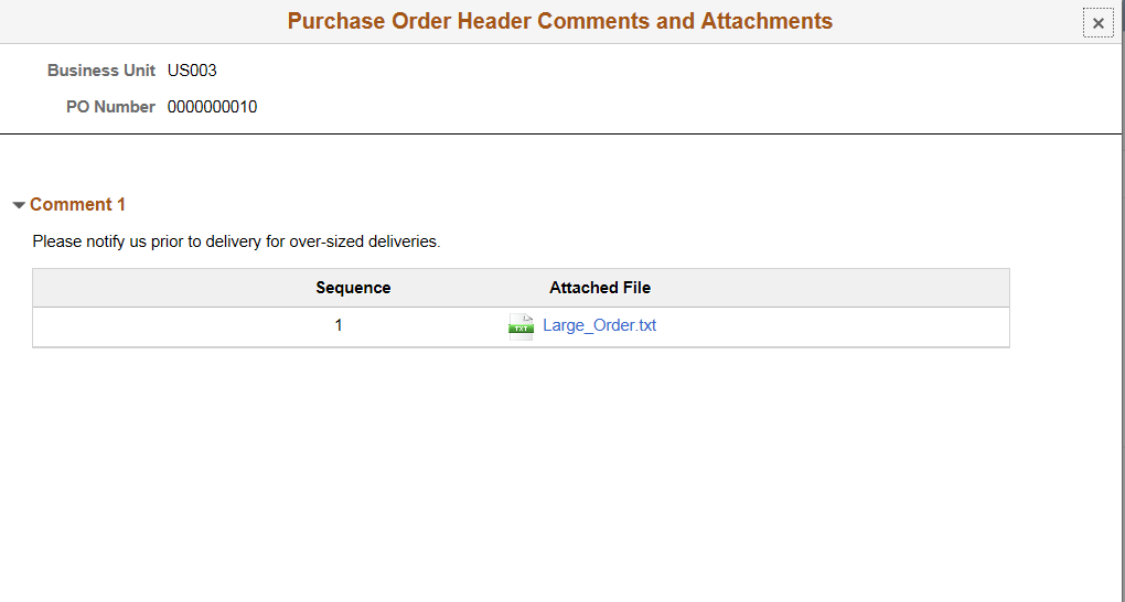 PO Header Comments and Attachments