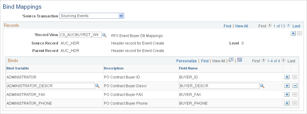 Bind Mappings page