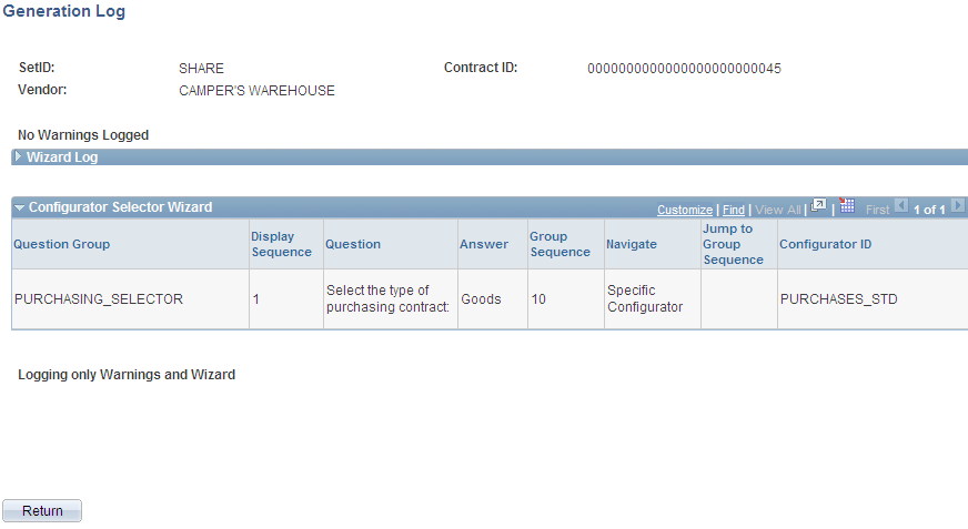 Generation Log page