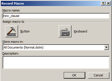 Record Macro window