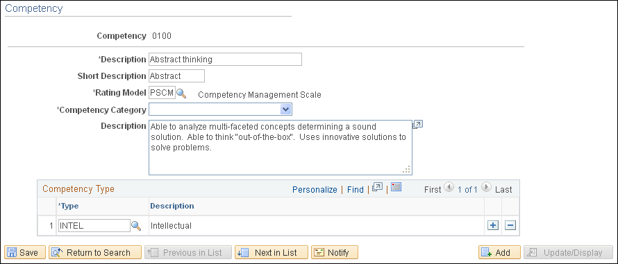 Competency page