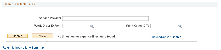 Add Lines to Invoice page (2 or 2)