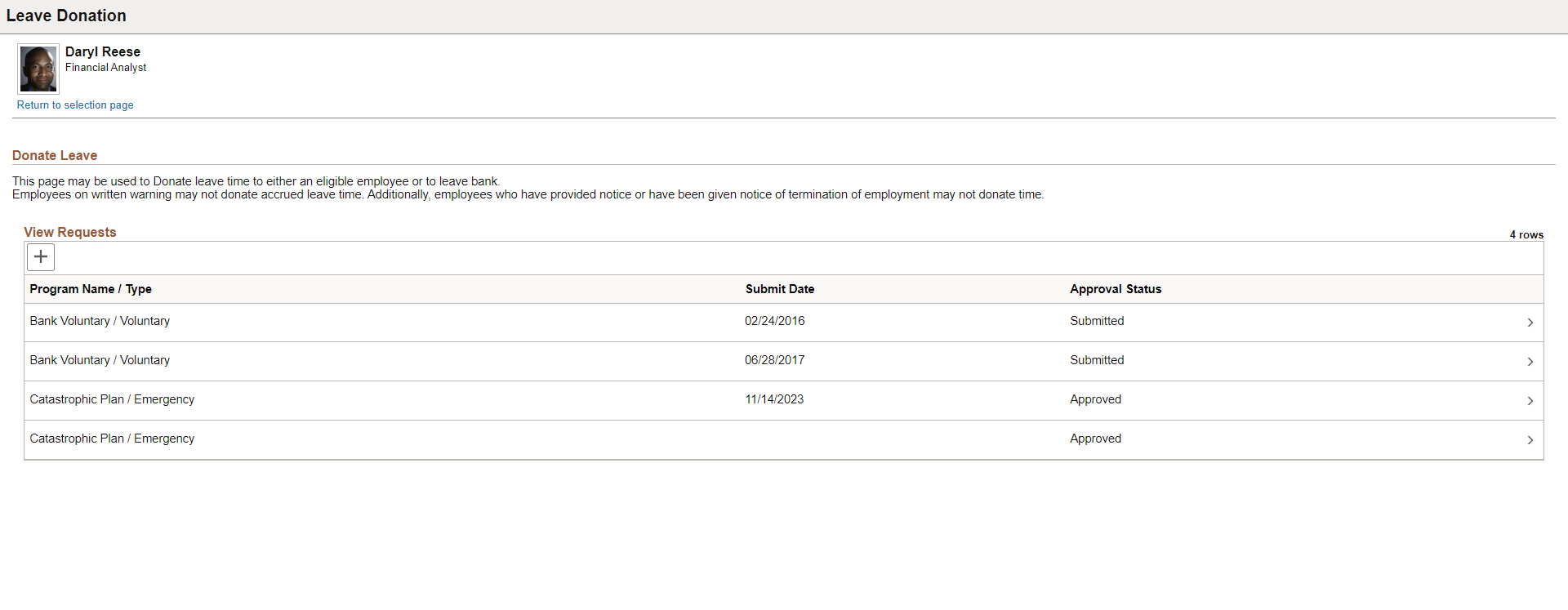 Leave Donation page
