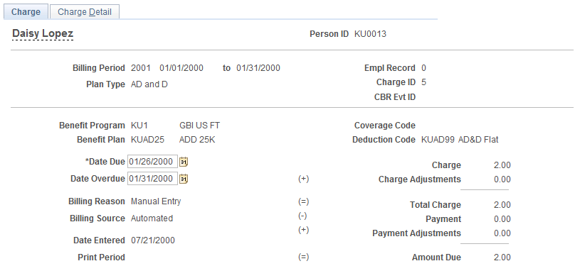 Charge page