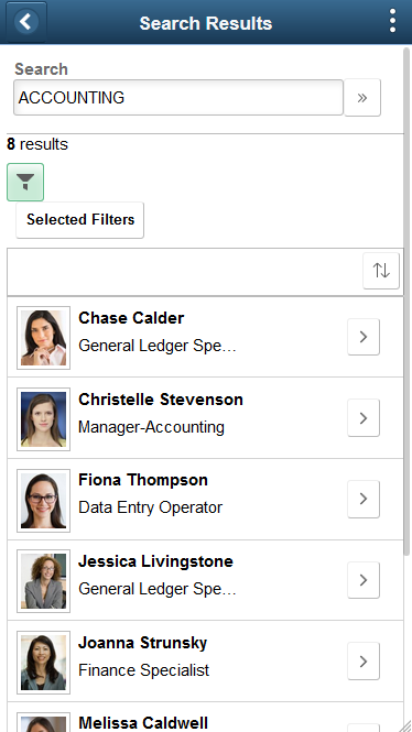 (Smartphone) Employee Snapshot - Search Results page