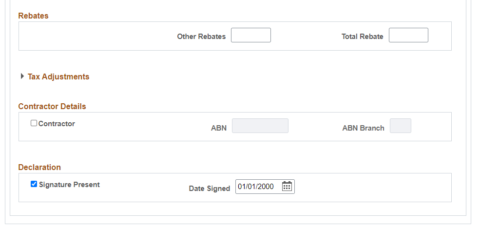 Maintain Tax Data AUS page (2 of 2)