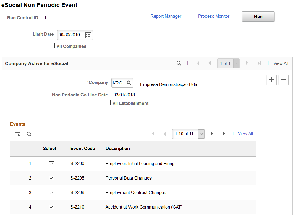 eSocial Non Periodic Event page (1 of 2)