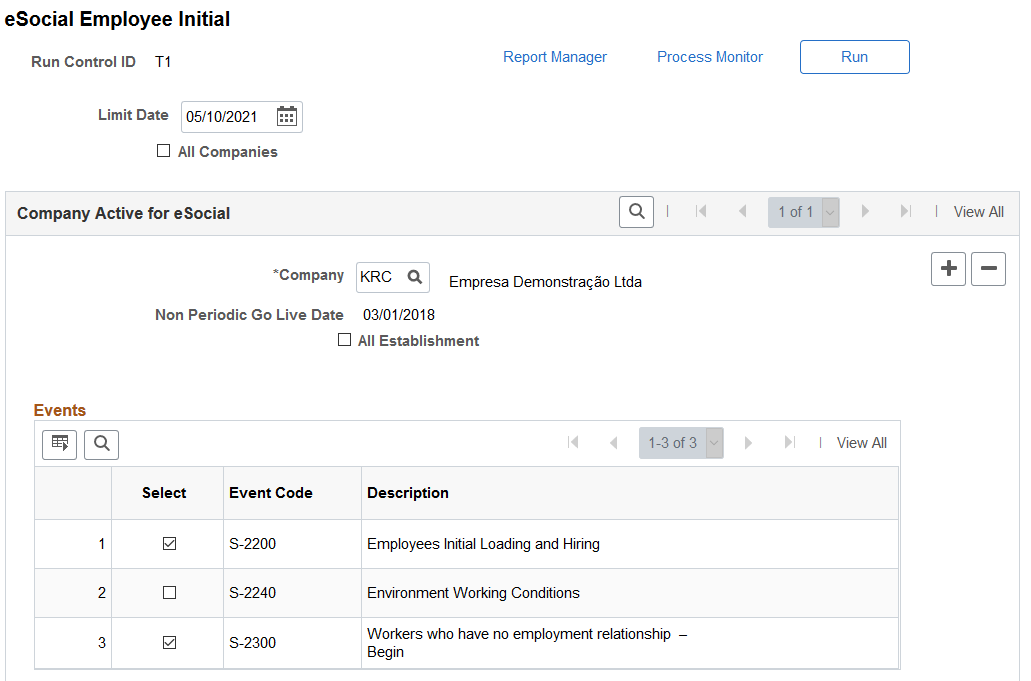 eSocial Employee Initial page (1 of 2)