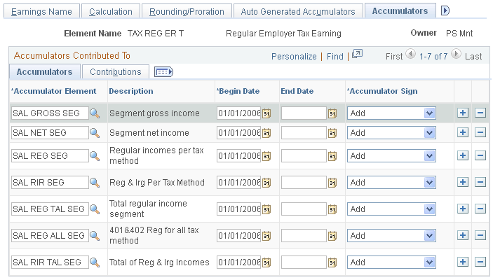 Earnings - Accumulators page