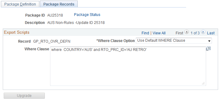 Upgrade Non-Rule Package - Package Records