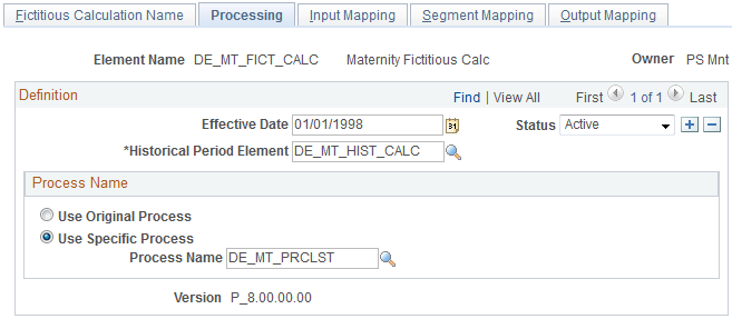Fictitious Calculations - Processing page