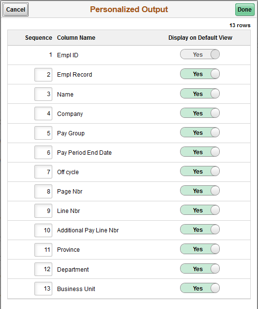 Personalized Output page