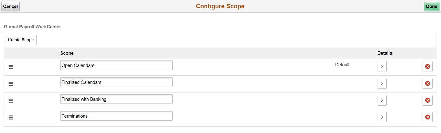 Configure Scope page