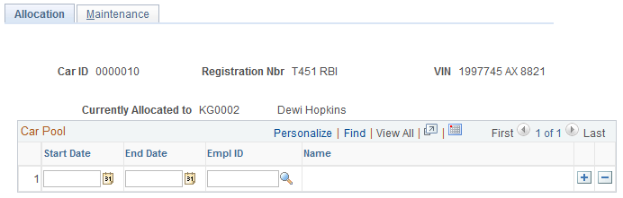 Allocation page