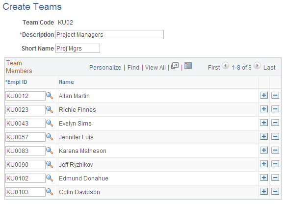 Create Teams page