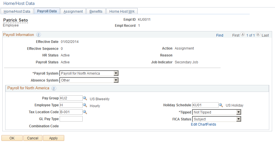 Payroll Data page