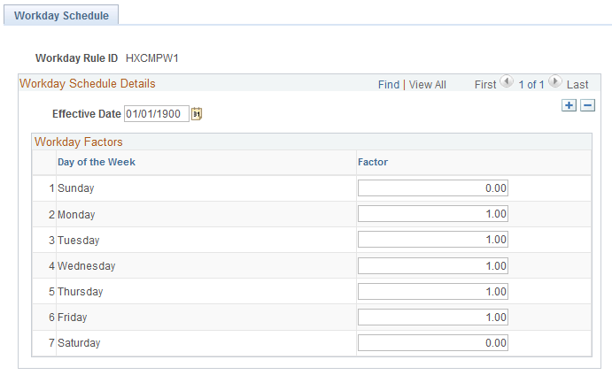 Workday Schedule page
