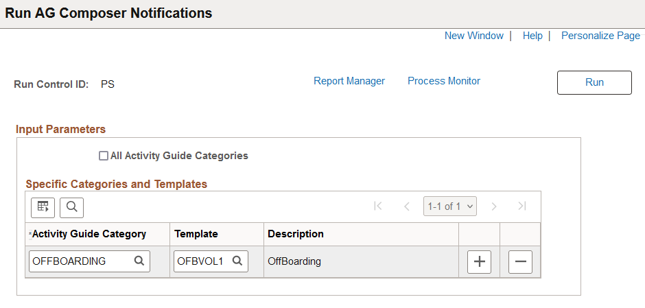 Run AG Composer Notifications page