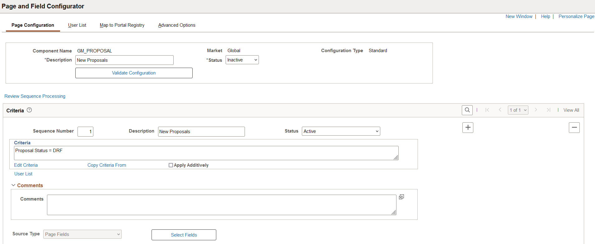 Page Configuration - Standard (1 of 2)