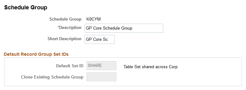 Schedule Group page