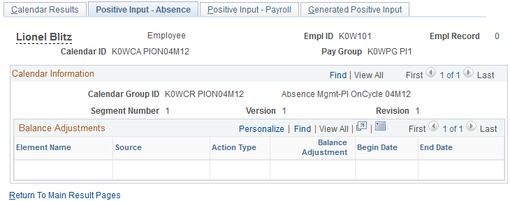 Positive Input - Absence page