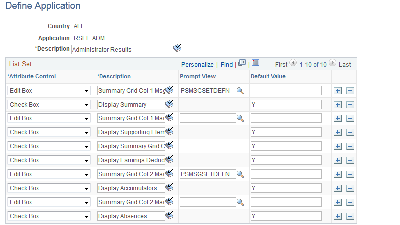 Define Application page (1 of 2)