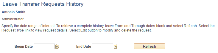 Leave Transfer Requests History page
