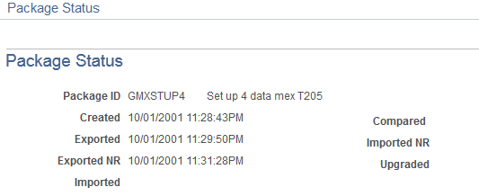 Package Status page