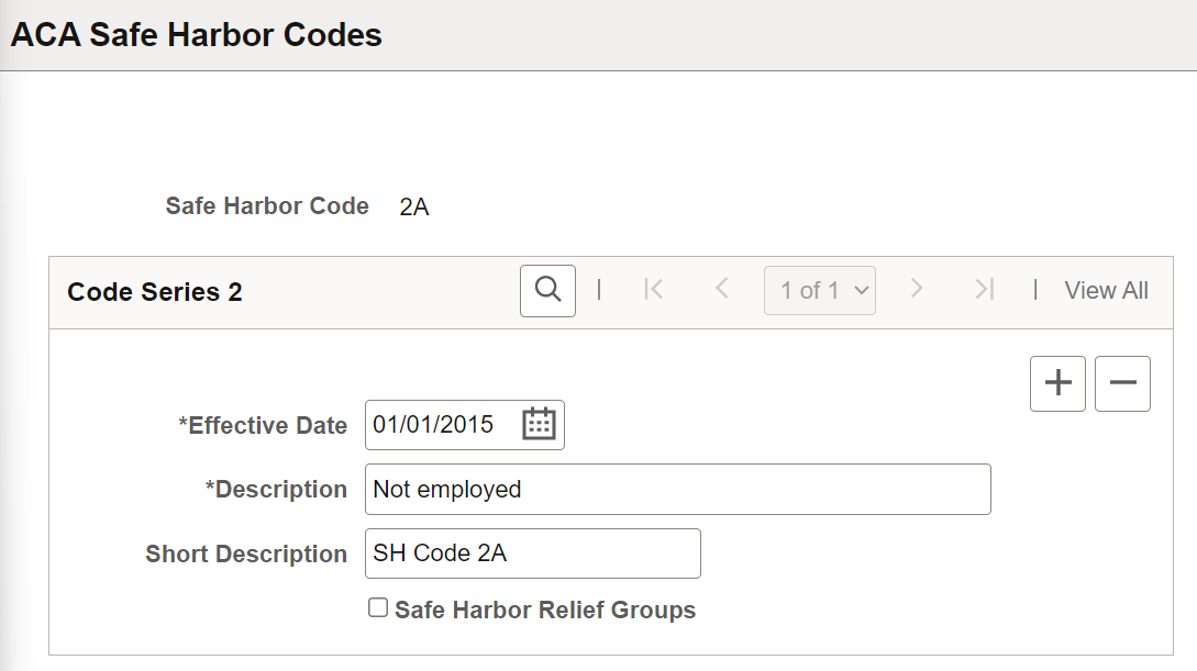 ACA Safe Harbor Codes page