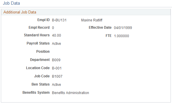 Job Data page