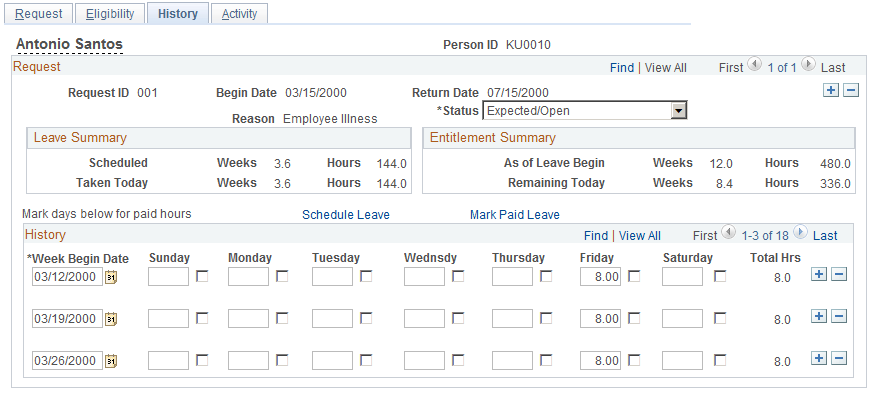 Request/Authorize/Track Leave - History page