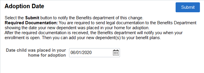 Adoption Date page