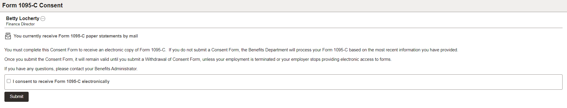Form 1095-C Consent page