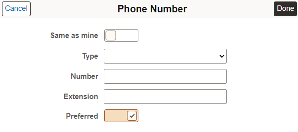 Phone Number modal window