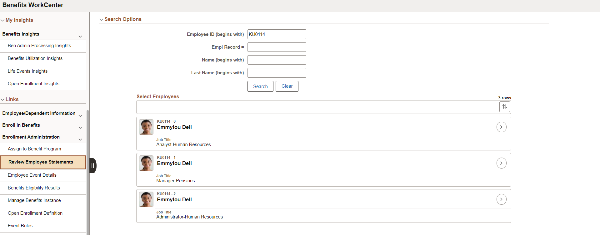 Review Employee Statements_Select Employees page