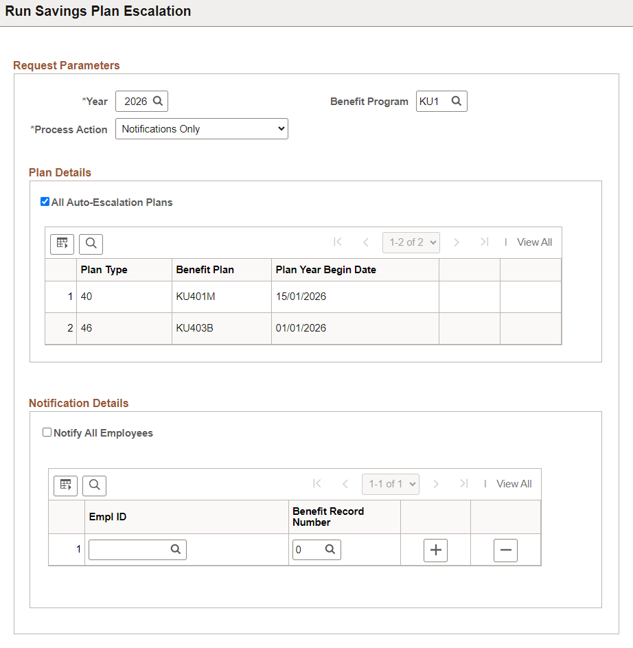 Run Savings Plan Escalation page