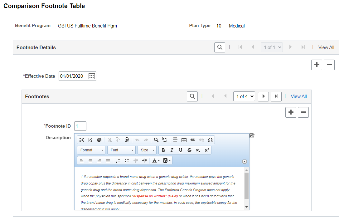 Comparison Footnote Table page