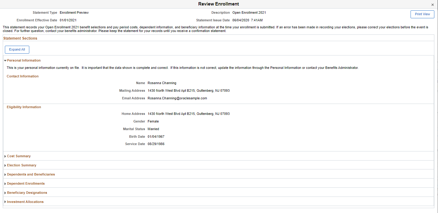 Enrollment Preview