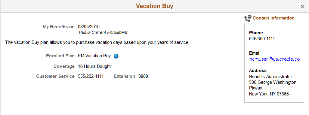 Vacation Buy Page