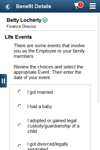 (Smartphone) Life Events page