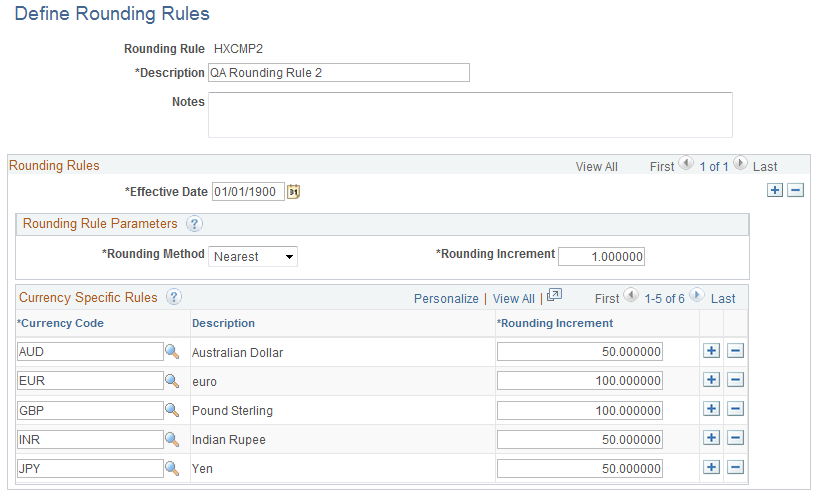 Define Rounding Rules page
