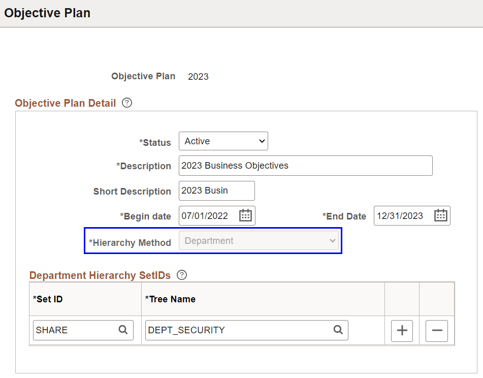 Objective Plan page