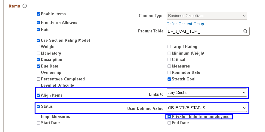 Template Definition - Structure page (2 of 3)