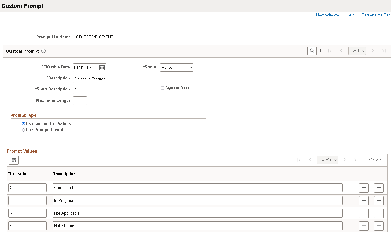 Custom Prompt page