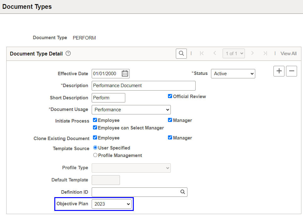 Document Types page